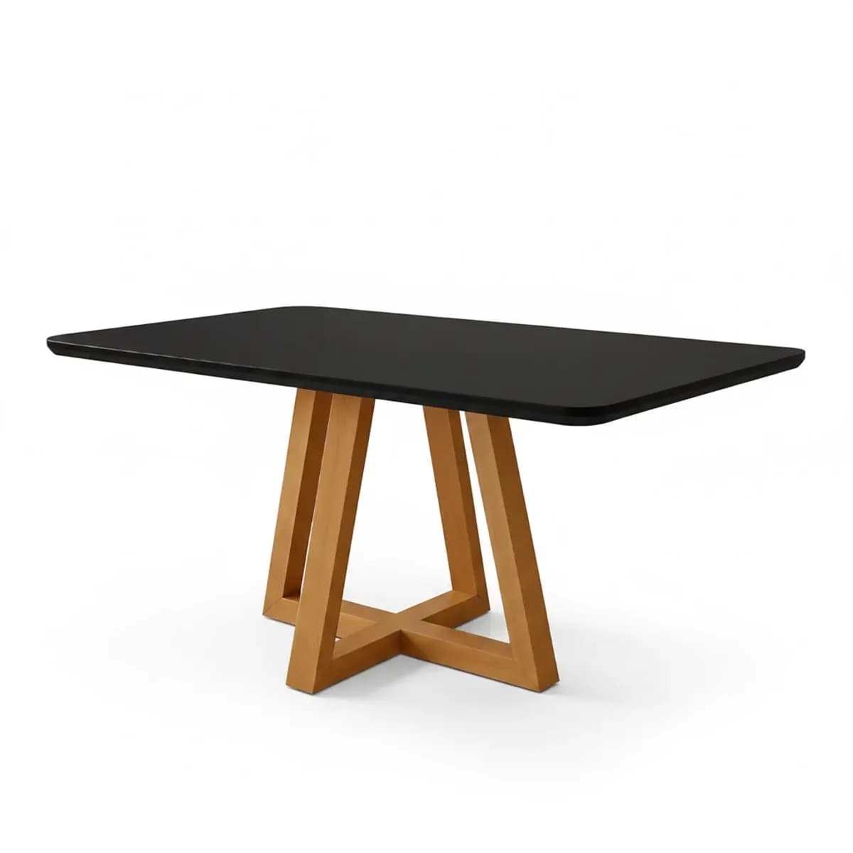 Mesa Pérola na versão de tampo Preto, em fundo branco