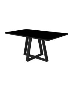 Mesa de Jantar 120x90 Tampo Mdf/vidro para 4 Lugares Pés Madeira Maciça Pérola - Preto/preto