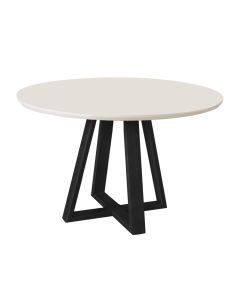 Mesa de Jantar Tampo Mdf/vidro Redonda para 4 Lugares Pés Madeira Maciça Pérola - Preto/off White