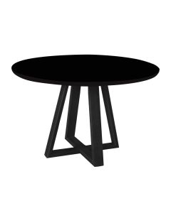 Mesa de Jantar Tampo Mdf/vidro Redonda para 4 Lugares Pés Madeira Maciça Pérola - Preto/preto