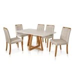 Conjunto Mesa Pérola com 6 Cadeiras Turquesa