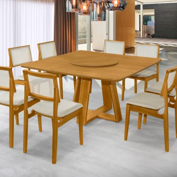 Conjunto Mesa Pérola com 6 Cadeiras Turmalina