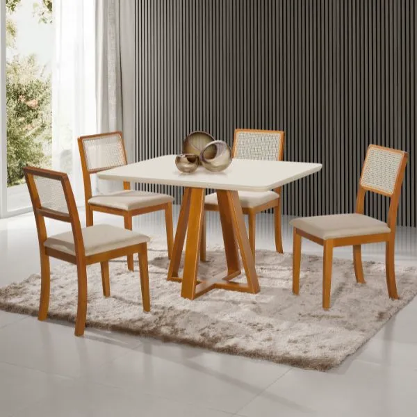 Conjunto Mesa Pérola com 4 Cadeiras Rubi