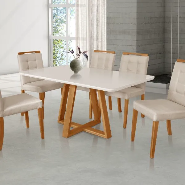 Conjunto Mesa Pérola com 6 Cadeiras Turquesa